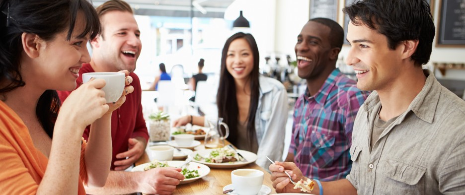 Friends enjoying lunch together